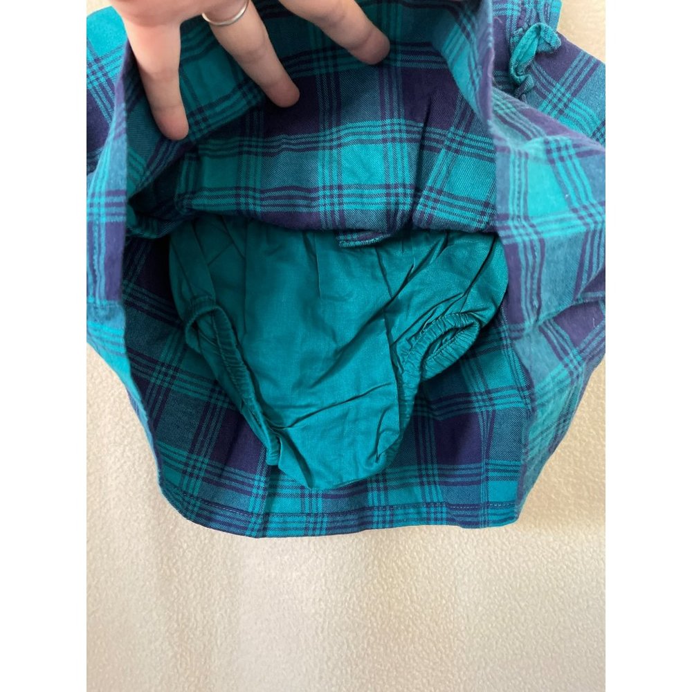 Cat & Jack Infant Blue/Green Plaid Flannel Ruffle Neck Dress - Picture 5 of 10